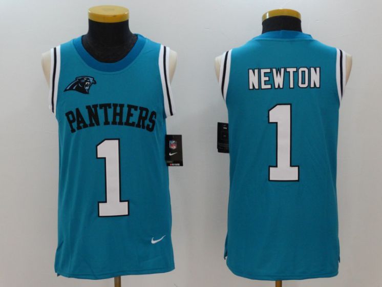 Men Carolina Panthers #1 Cam Newton Blue Rush Player Name Number Tank Top stitched NFL Jerseys->san francisco 49ers->NFL Jersey